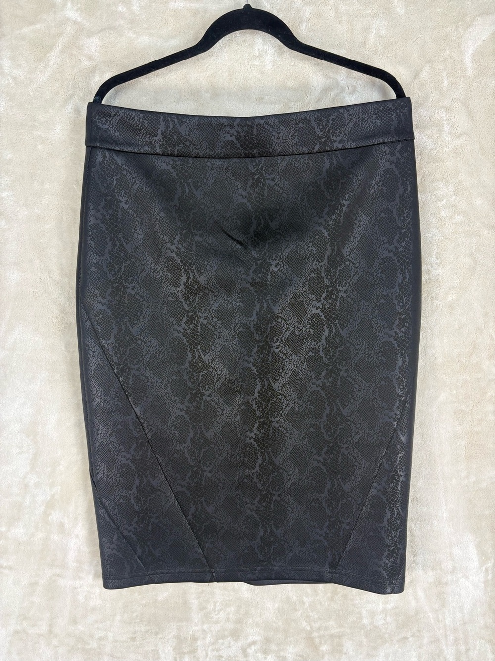 Black Snake-Print Pencil Skirt